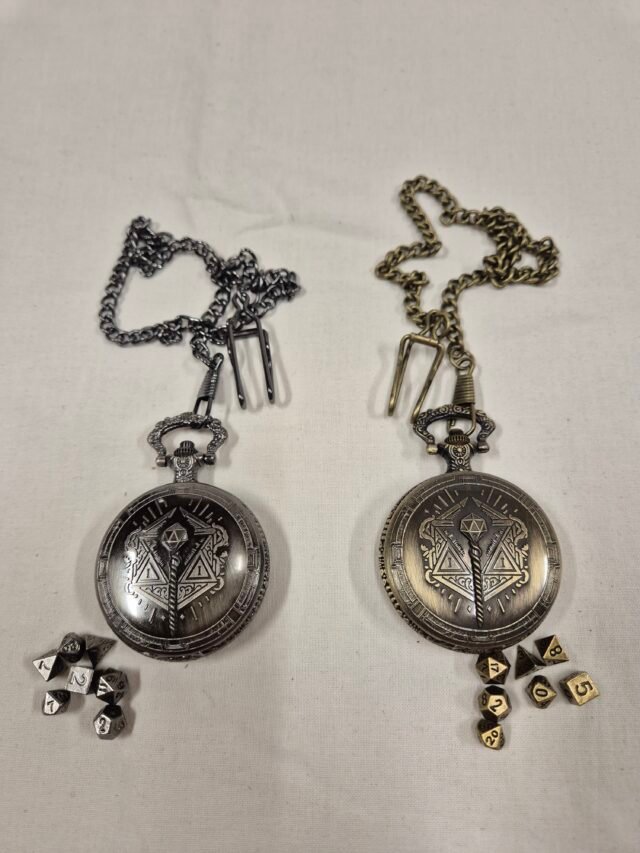 D&D Dice Pendant - 7-Piece Metal Dice Set - Mace