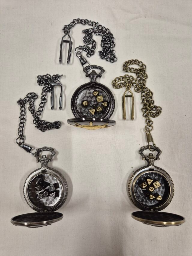 D&D Dice Pendant - 7-Piece Metal Dice Set - Necromancer