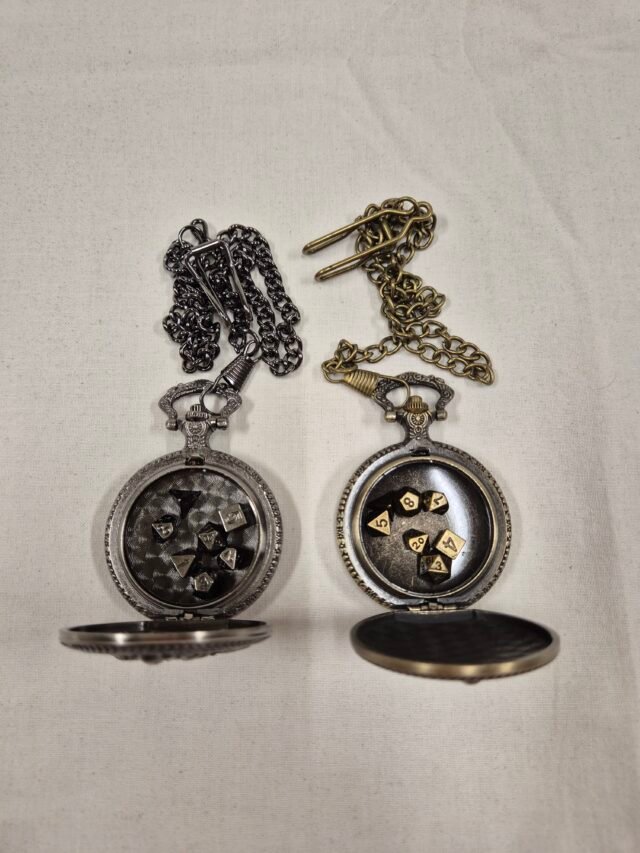 D&D Dice Pendant - 7-Piece Metal Dice Set - Wizard